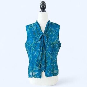 Vintage New York City Design Co Paisley Green Fairy Core Silk Tunic Medium